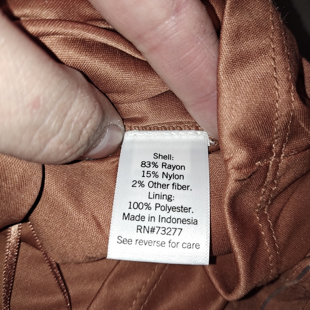Nine West one-shoulder ruffle blouse in a rustic brown color-sheer stripes Small - Picture 5 of 6
